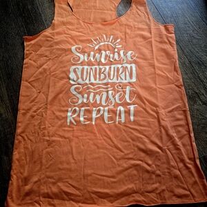 Orange Sleeveless Graphic Tank Top